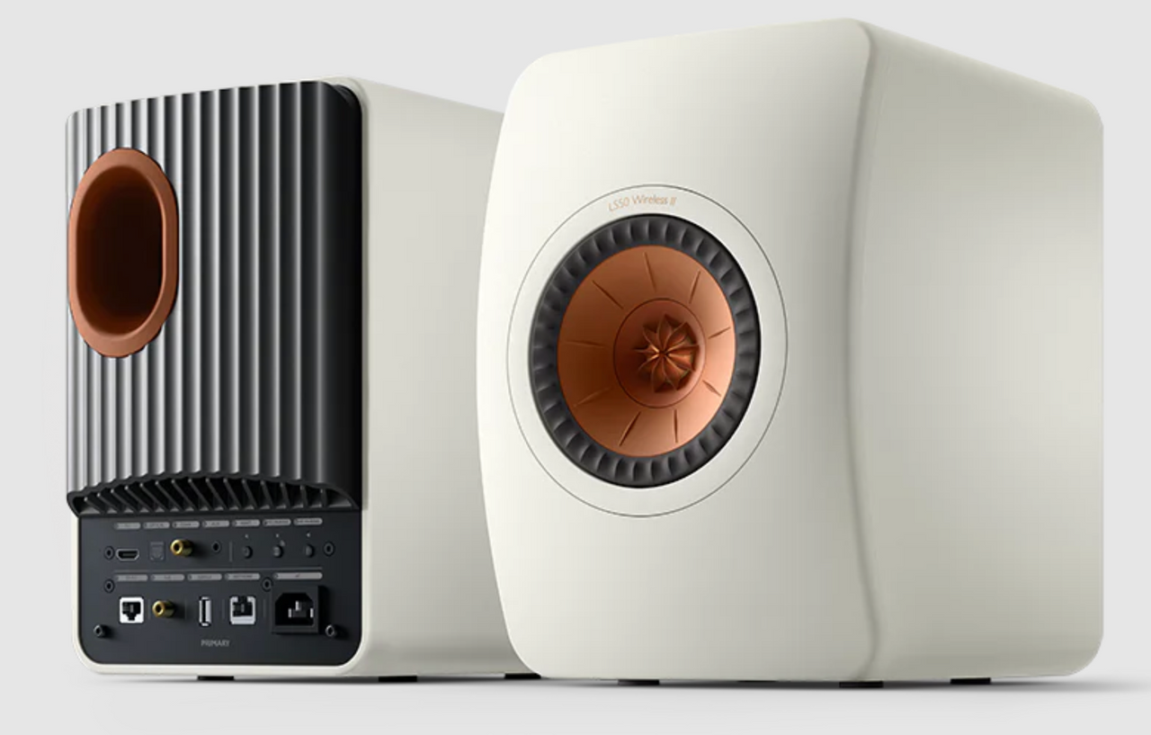 KEF LS50 Wireless II Speakers in Mineral White - Main Image