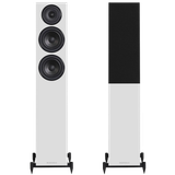 Wharfedale Diamond 12.4 Floorstanding Speakers in White.  Front shown without and with Grille