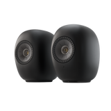 KEF LS Luxe Active Wireless Bookshelf Speaker pair in Eclipse Black, pair, angled view 