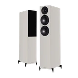Wharfedale Diamond 12.4i Floorstanding Speaker Pair in Grey.  Shown with and without Grille.