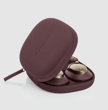 B&W Px8 Noise Cancelling Headphones in Royal Burgundy. Image of case


