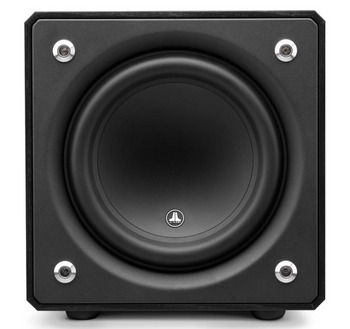 JL Audio E-Sub e110 10-inch Subwoofer in Black Ash, front without grille
