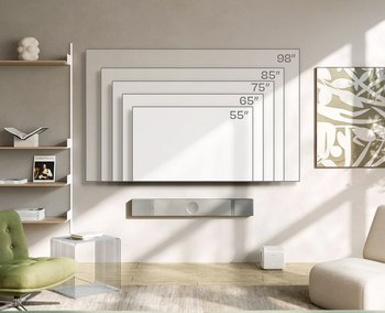 KEF XIO Soundbar also available in Silver Grey, in room