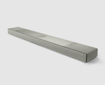KEF XIO Soundbar in Silver Grey, angled