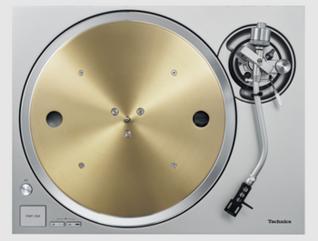 Technics SL-1300G Grand Class Turntable in silver, helicopter view