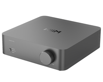 WiiM Vibelink Amp - 200W Stereo Power Amplifier, angled