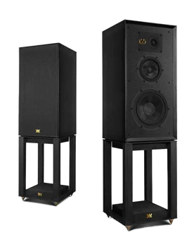 Wharfedale Super Linton Heritage Speaker pair in Black with Speaker Stands 