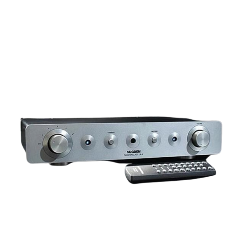 Sugden Masterclass LA-4 Line Pre-Amplifier, angled with remote