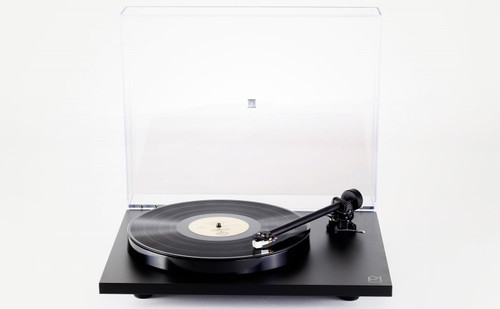 Rega Planar 1 Turntable, black front with dustcover open