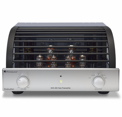 PrimaLuna EVO 200 Tube Pre Amplifier in Silver, with cover

