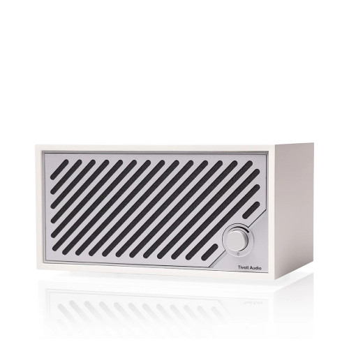 Tivoli Audio Model Two Digital in White & Silver, angled view