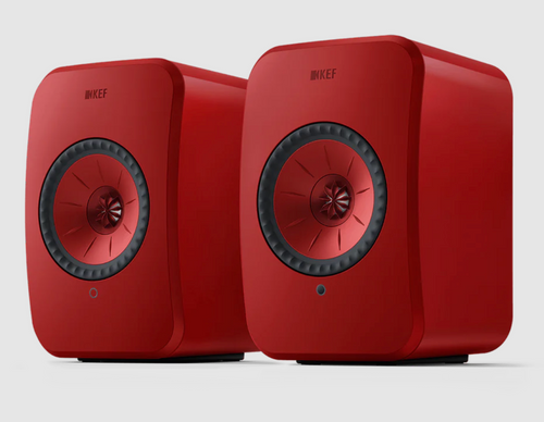 KEF LSX II Wireless Powered Bookshelf Speakers  in Red Lava