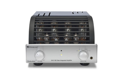 PrimaLuna EVO 100 Tube Integrated Amplifier in Silver, cover on. Available with or without MM Phono Stage

