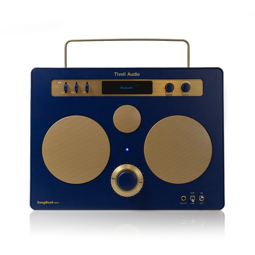 Tivoli Audio Music Songbook MAX in blue and gold, front of unit
