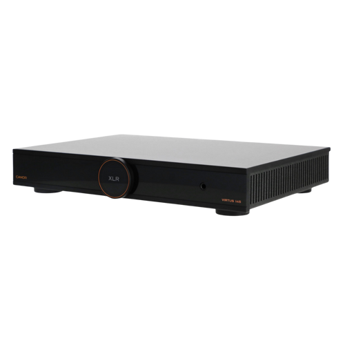  Canor Virtus 14S Integrated Solid-State Amplifier in Black, angled view