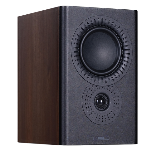 Mission LX-2 MK II Bookshelf Speakers in Walnut, individual speaker shown without grille