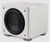 REL HT/1205 MKII Subwoofer in white, angled image, no grille