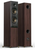 Revival Audio SPRINT 4 Floorstanding Speakers, Pair in Walnut. Image shows front without grille, and back.

