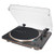 Audio Technica AT LP70XBT Automatic Bluetooth Turntable in Black and Bronze, angled with dustcover open