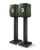 KEF LS50 Meta Passive Speaker pair in Moss Green, mounted on stands.  Stands are sold Separately