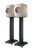 KEF LS50 Wireless II Speakers in Sand Shell pair, mounted.  Speaker stands are sold separately