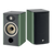 Focal Aria EVO X N° 1 Bookshelf Speaker air in Moss Green.  Image shows one speaker without Grille and one with Grille
