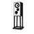 Mission 700 Speakers in Black Oak  individual shown without grille and on Mission 700 Speaker Stands