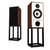 Mission 770 Speakers in Walnut  pair shown without grilles and on Mission 770 Speaker Stands 
