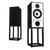 Mission 770 Speakers in Black Oak  pair shown without grilles and on Mission 770 Speaker Stands 
