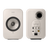 KEF LSX II LT Wireless Bookshelf Speakers in Stone White front and back + P1 Desk Pads EOFY Promotion