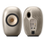 KEF LS Luxe Active Wireless Bookshelf Speaker pair in Dusk Titanium, front and back 