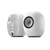 KEF LS Luxe Active Wireless Bookshelf Speaker pair in Mineral White, pair, angled, back and front shown