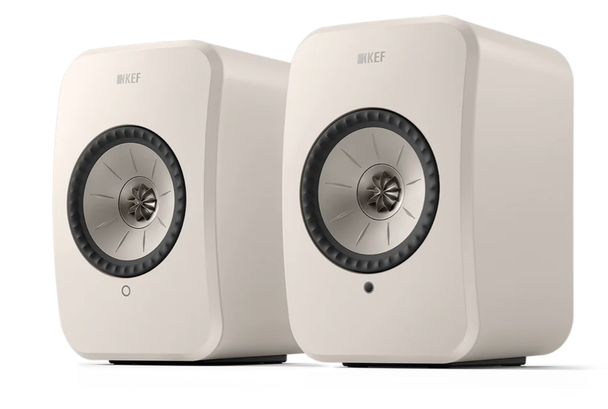 KEF LSX II LT Wireless Bookshelf Speakers in White Stone, pair