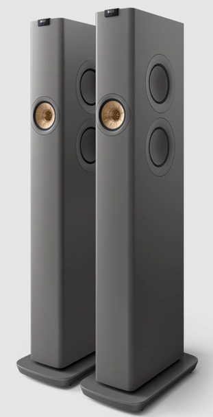KEF LS60 Wireless Floorstanding Speakers Speakers in Titanium Grey.  Front pair image