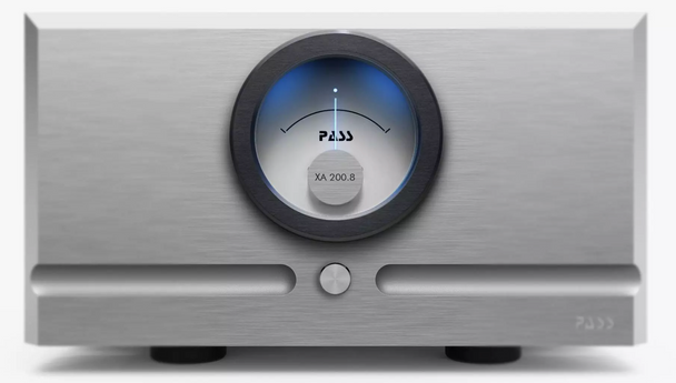 Pass Labs XA200.8 Monoblock Amplifier in Silver. Comes as a pair, front view