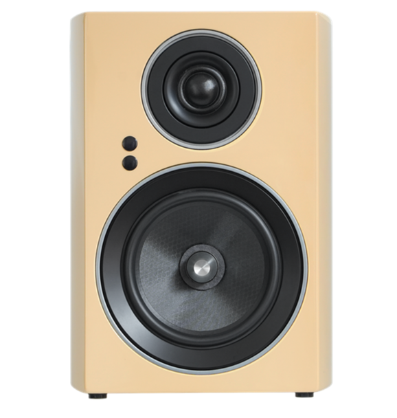 Jamo C707 PA Active Bookshelf Speaker in yellow, front