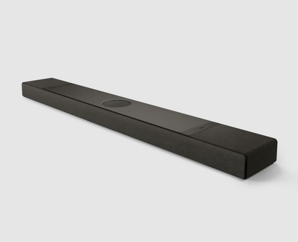 KEF XIO Soundbar in Slate Black, angled