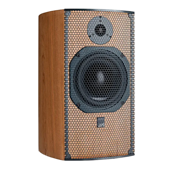 ATC SCM19 Bookshelf Speakers.  Individual shown in Cherrywith Grille