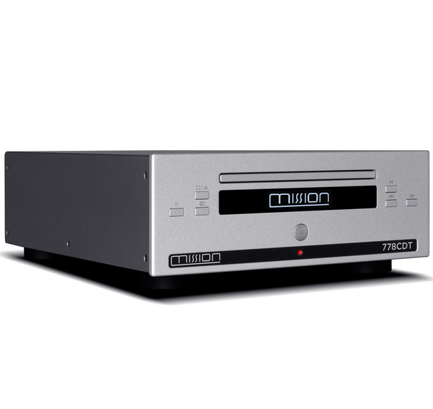 Mission 778CDT CD Transport in Silver, angled to the right