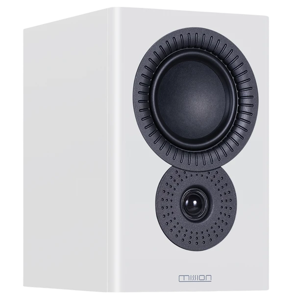 Mission LX-3 MK II Bookshelf Speakers in Lux White Matte, angled image