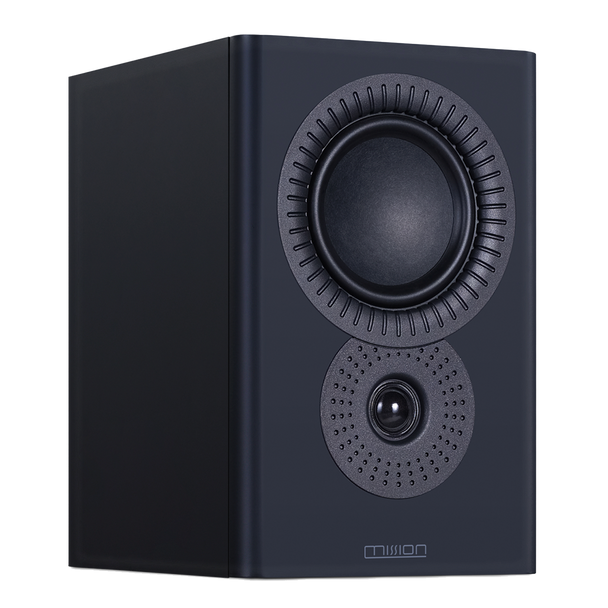 Mission LX-2 MK II Bookshelf Speakers in Lux Black Matte, angled view