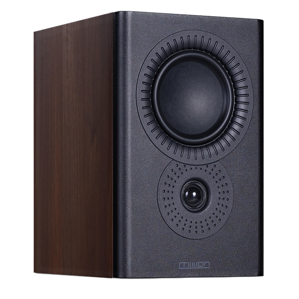 Mission LX-2 MK II Bookshelf Speakers in Walnut, individual speaker shown without grille