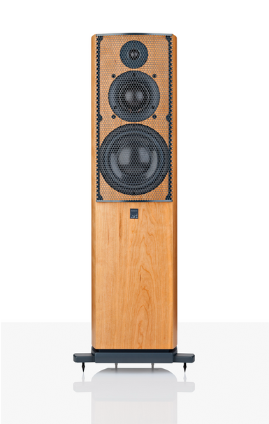ATC SCM40 Active Loudspeakers; individual Cherry speaker shown, front with grille