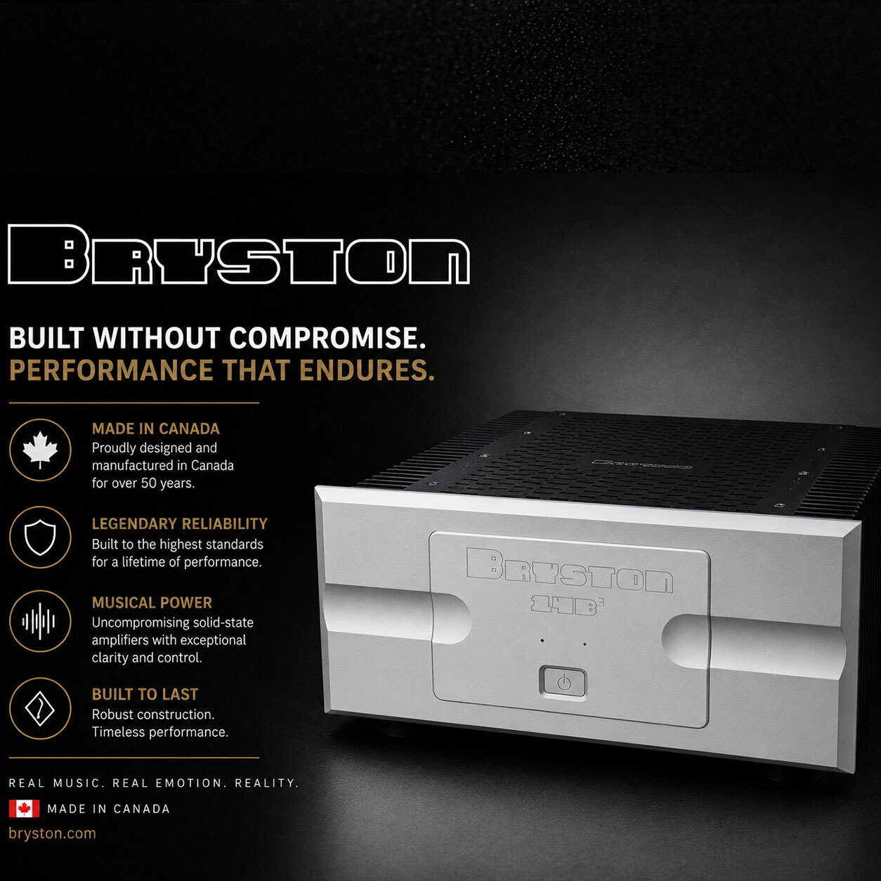 Bryston Audio, Made In Canada, 20 Year Warranty. Stereophonic Carlton North