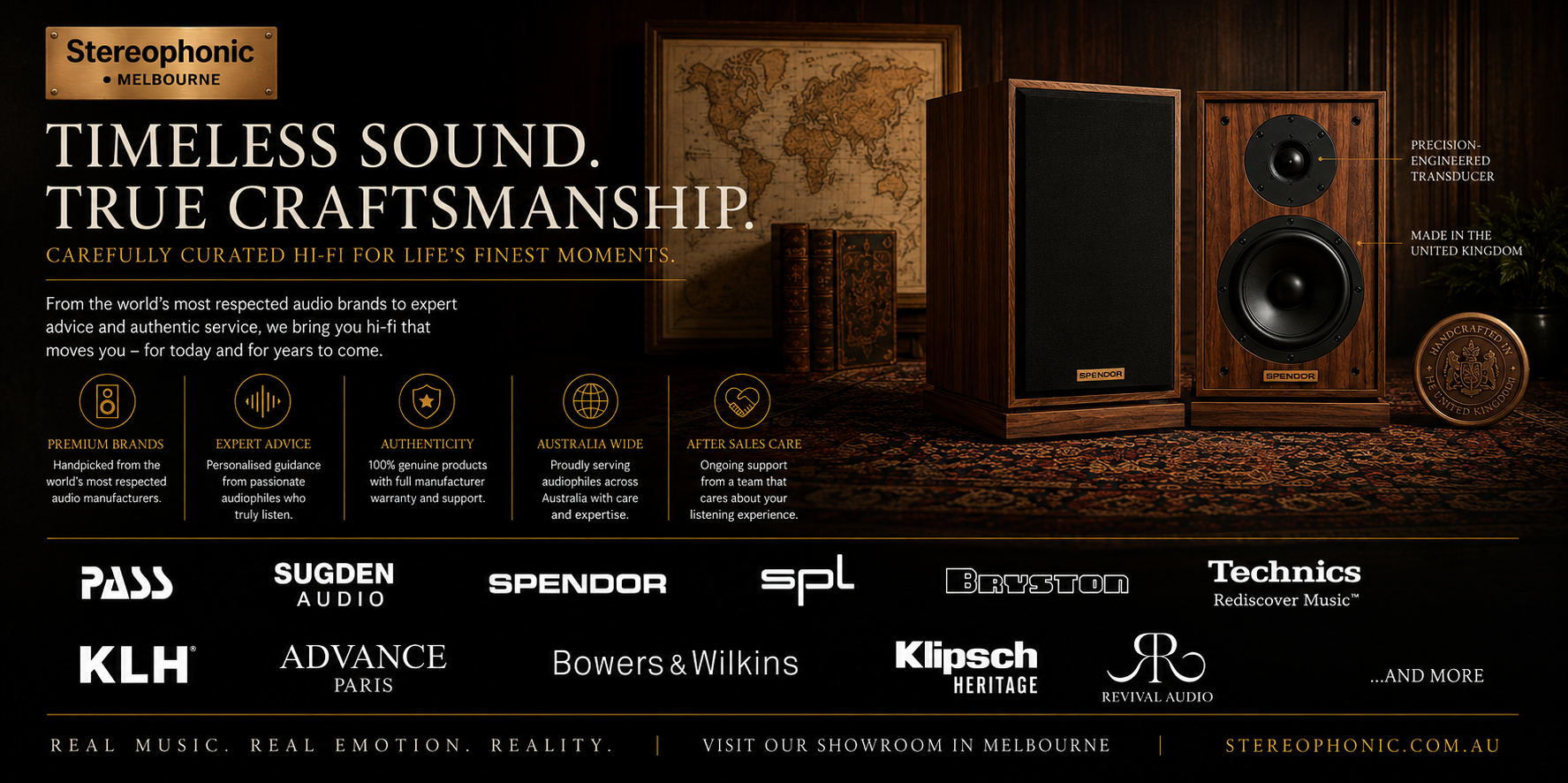 A list of the brands Stereophonic carry.