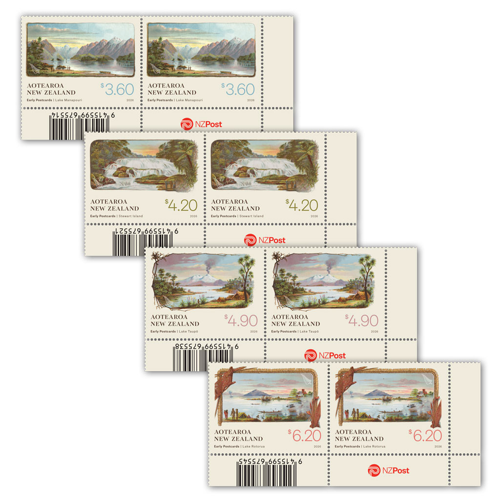 2026 Early Postcards Set of Logo Blocks - NZ Post Collectables