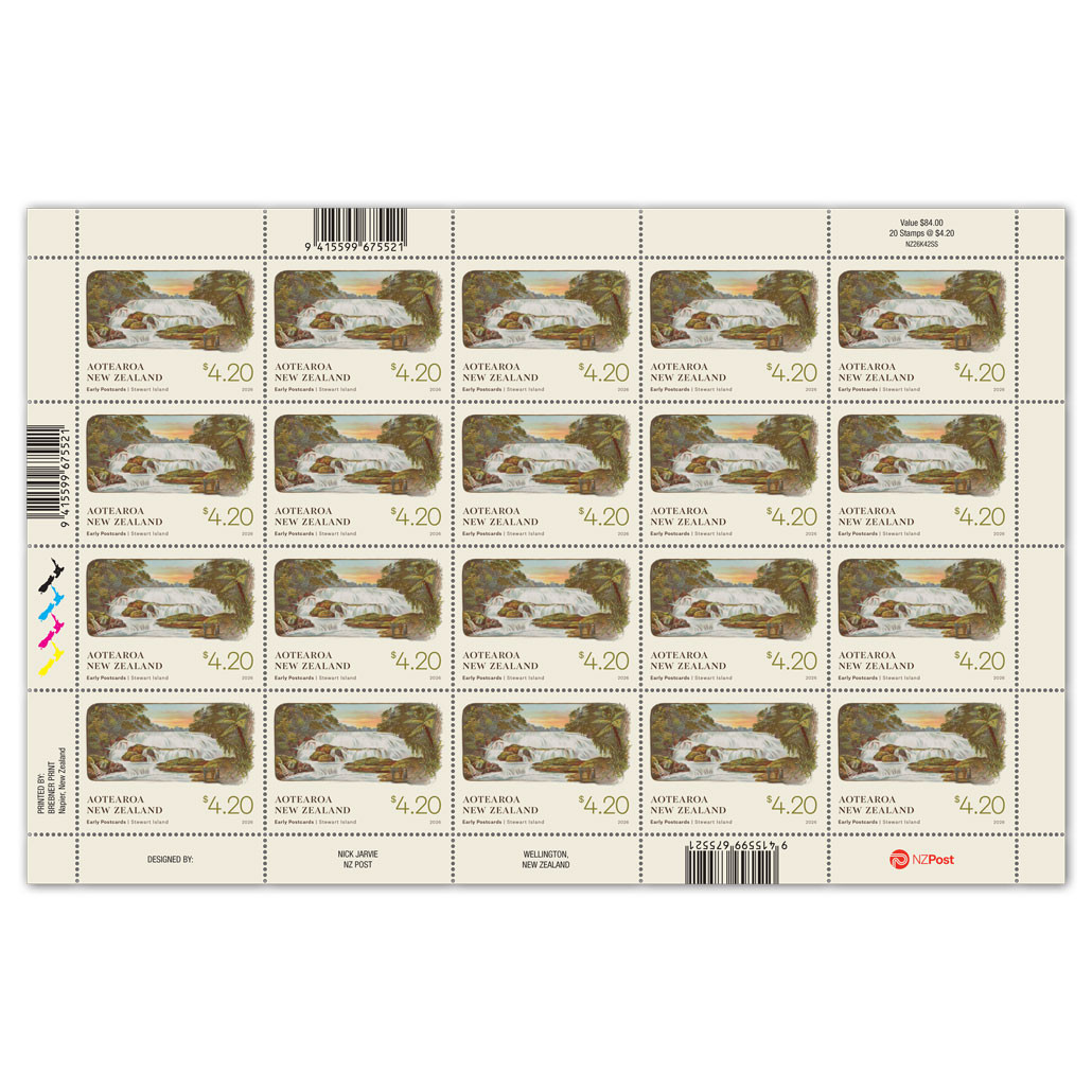 2026 Early Postcards $4.20 Stamp Sheet - NZ Post Collectables