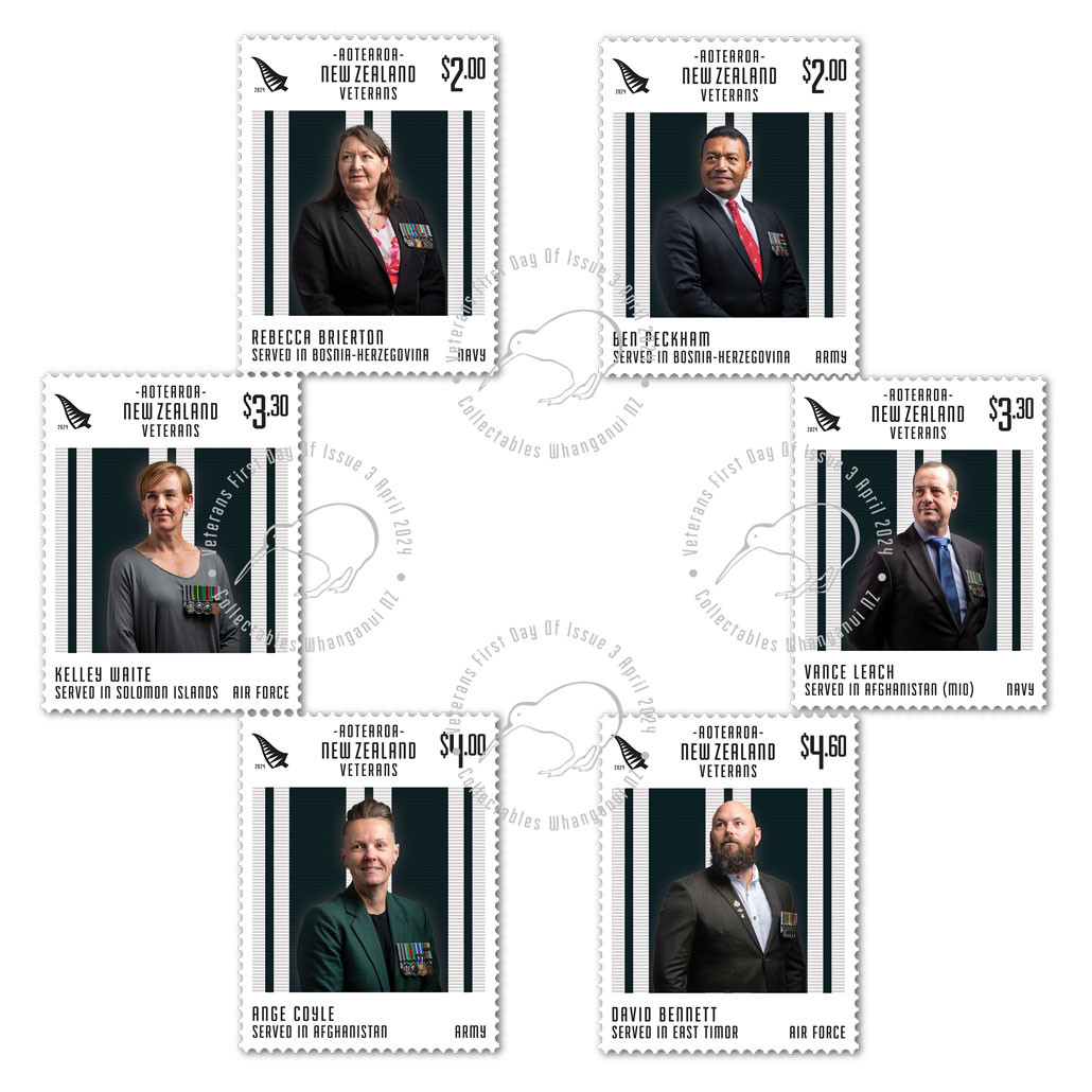 2024 Veterans Set of Cancelled Stamps NZ Post Collectables