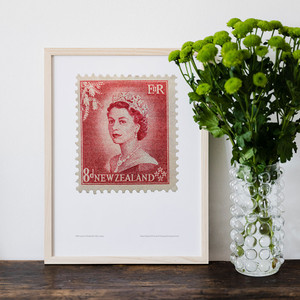 1954 Queen Elizabeth II 8d 'Red' stamp print in frame | NZ Post Collectables