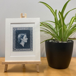 1963 Queen Elizabeth II Official Portrait 3s - Mini Stamp Print with Framing Boards | NZ Post Collectables